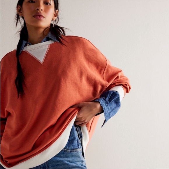 NWOT Free People We The Free | Classic Crew Colorblock Sweatshirt | Small - Picture 3 of 16